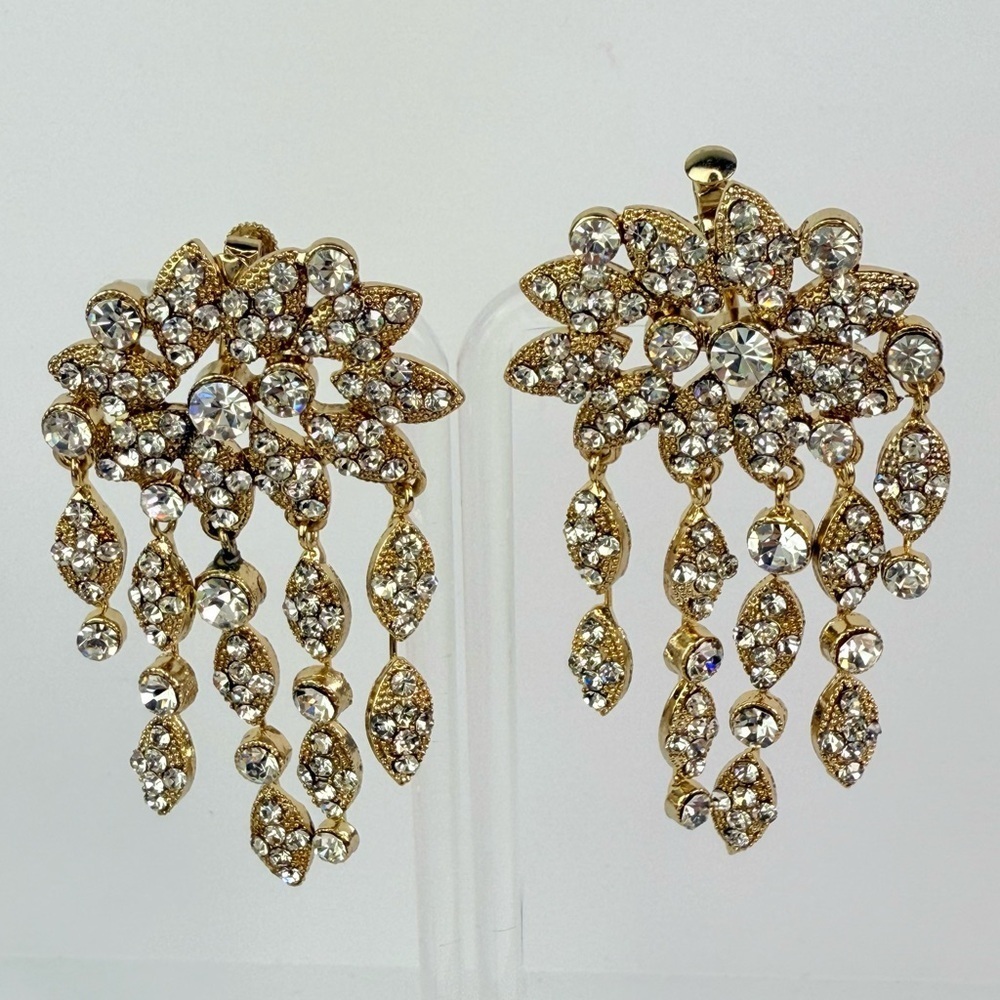Vintage dangle crystal earrings - Star burst